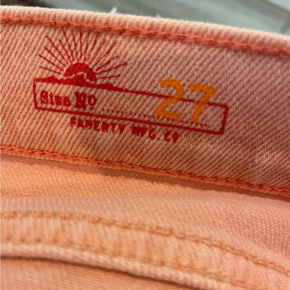 NWOT Faherty Sun Washed Denim Shorts Raw Edge Size 27, Peach Nectar - Picture 5 of 6